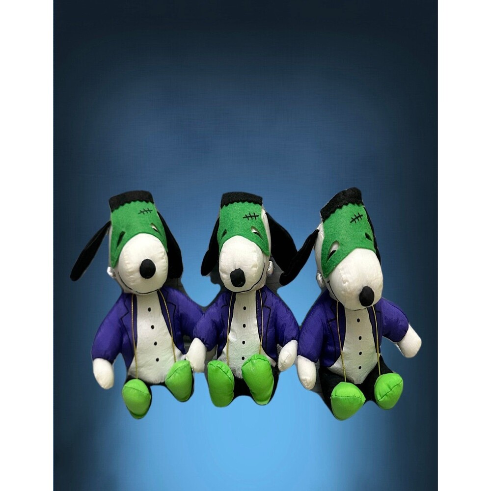 Peanuts  Snoopy  plush Dog Toy in Green and Purple - Halloween Outfit